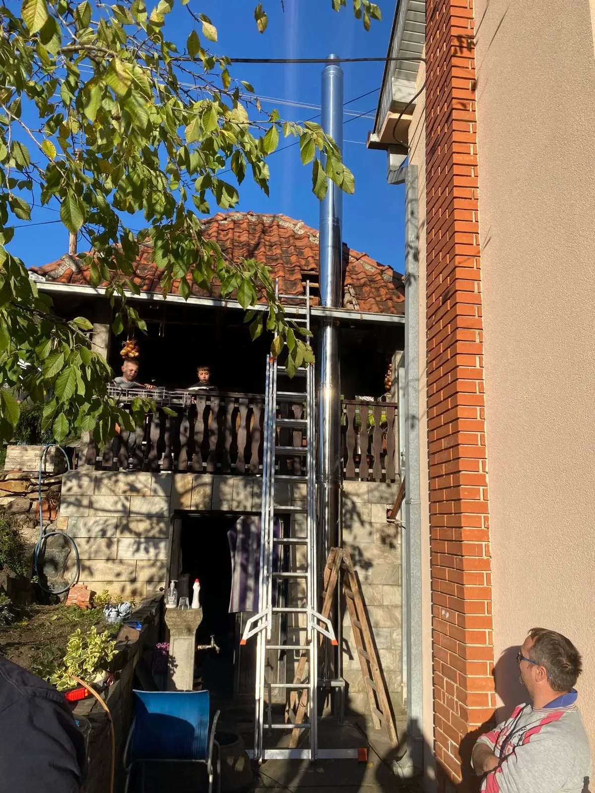 Final finishing and polishing of stainless steel chimney before delivery